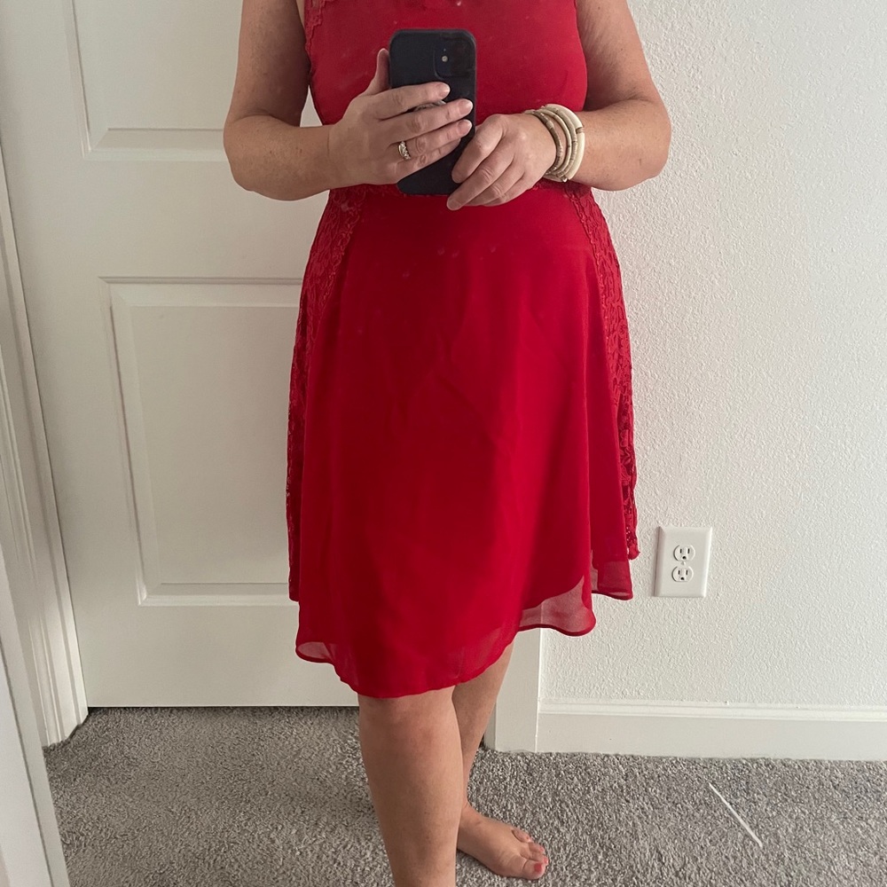 red mid length dress - monsoon - Picture 6 of 6